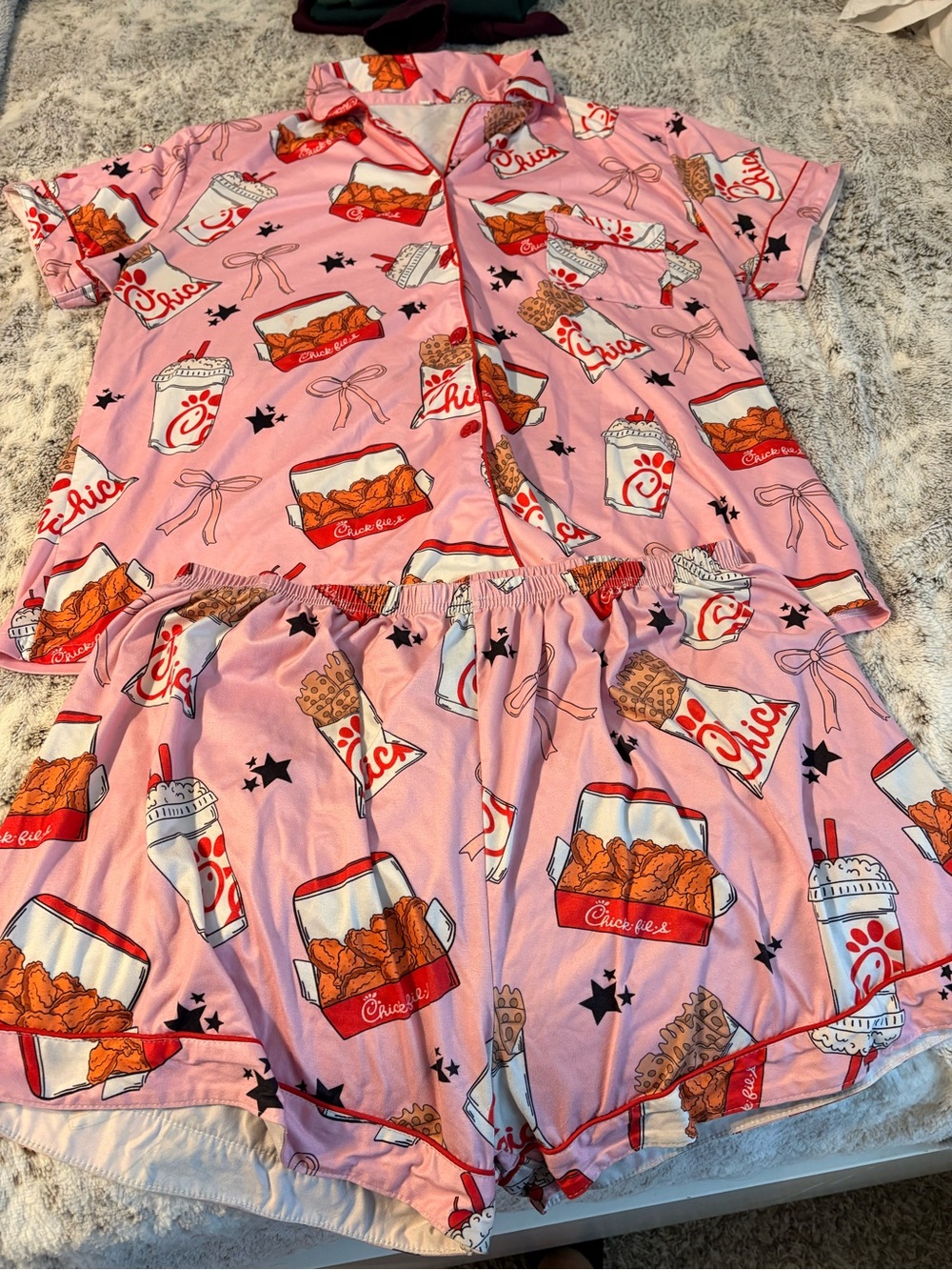 Pink Chic Fil A pajama Set - Short Sleeve Top & Shorts